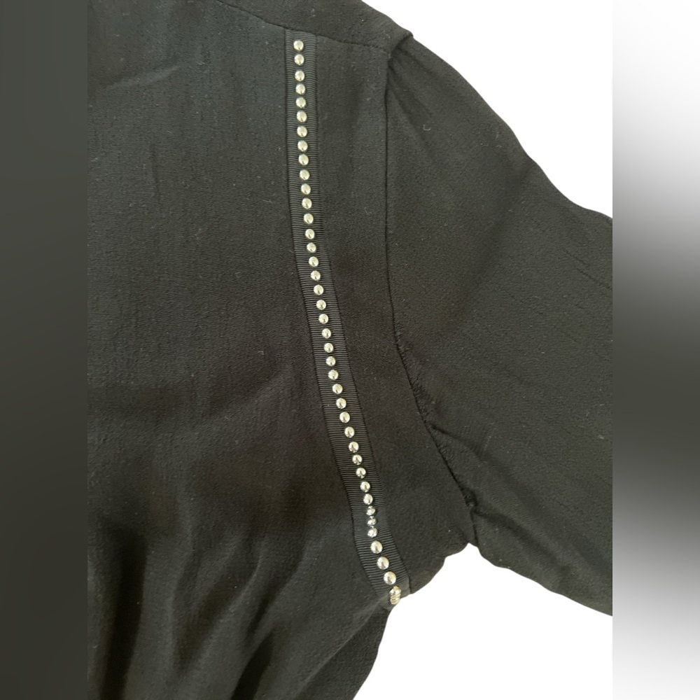 Maje rimage studded midi dress black handkerchief hem 1 waisted 36 small Zipper - Picture 6 of 12